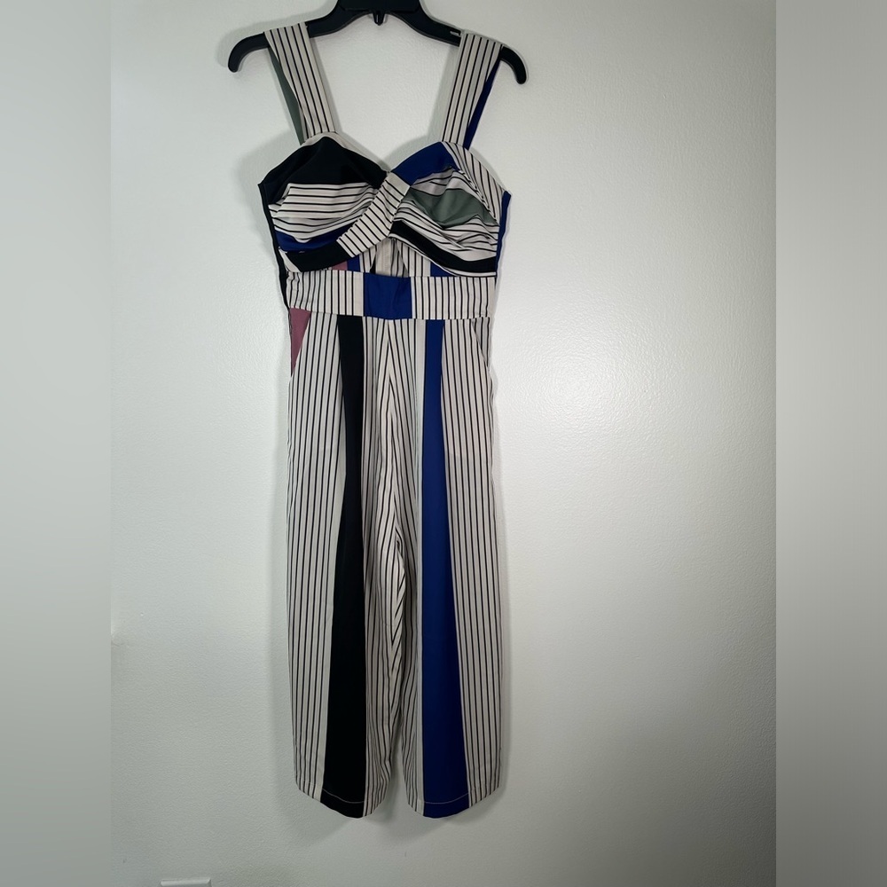 Pepita Perez Colorblock Striped Wide Leg Jumpsuit Women’s Cropped Chic Size S